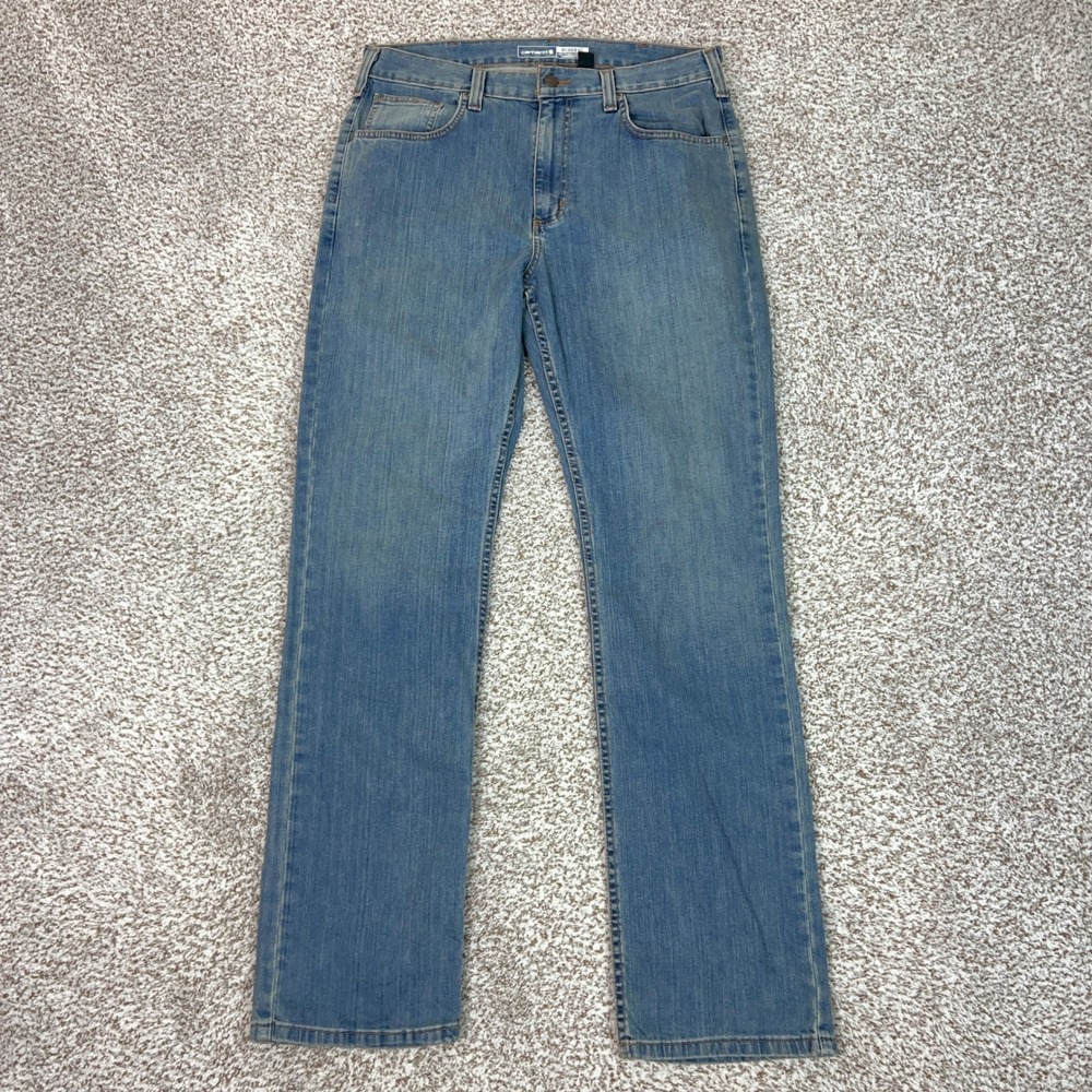Carhartt Jeans Mens 34x34 Blue Relaxed Fit Rugged Flex Workwear Denim Straight